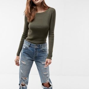 Express Olive Crewneck Sweater
